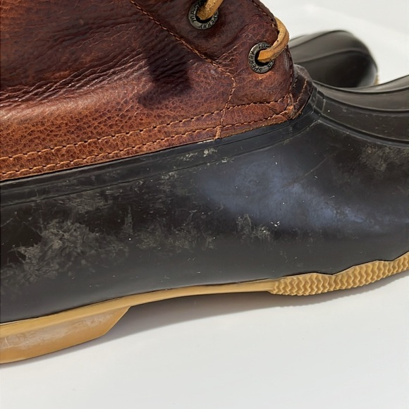 Sperry Women's Saltwater Duck Rubber Boots Size 9 Brown Black Top-Sider Rain - Picture 5 of 16